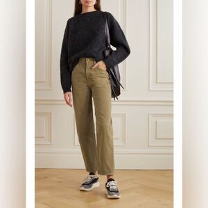 MOTHER SNACKS! High Waisted Double Stack Ankle Jeans in Army Green size 30